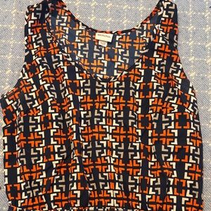 Merona Navy and Orange Patterned Mini Dress EUC Sz M